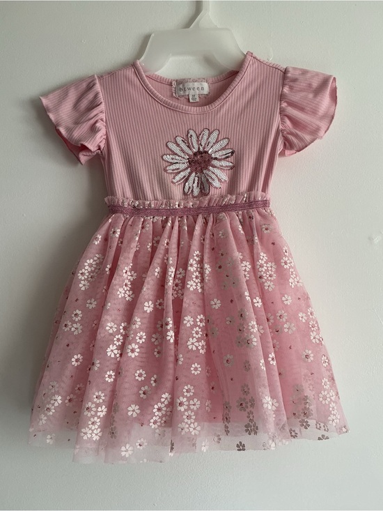 btween Other - btween Pink Floral Sequin Daisy Tulle Dress